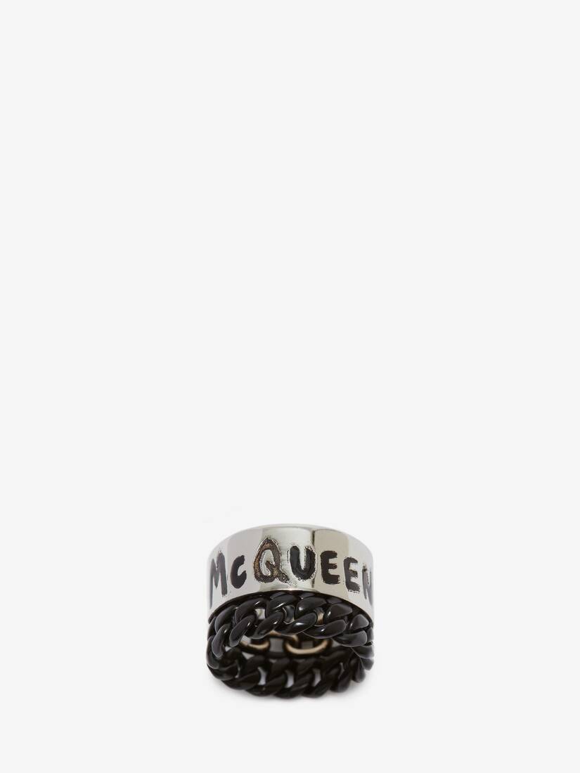 Anillos Alexander McQueen Graffiti Hombre - Plateados - Mexico 210-GUSEHC